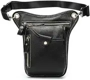 Men's Waist Bag Genuine Leather Motorcycle Leg Drop Bag Men's Fanny Pack Leather Thigh Bag Leg Phone Money Belt Bag(3)