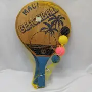 (2) Vintage Maui Beachball Wooden Paddles With Soft Ping Pong Balls