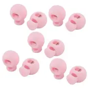 Plastic Round Single Hole Toggle Stopper Cord String Lock Pink 10 Pcs