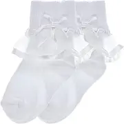 [Trimfit] Baby Girls Sheer Ribbon & Bow Turn Cuff Socks 2-Pack