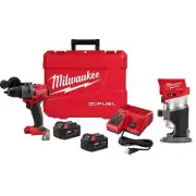 Milwaukee Hammer Drill Driver Kit 1/2" 18-V Li-Ion Cordless With Compact Router