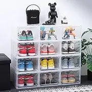 Anshine 12-Pack Shoe Storage Boxes with Clear Magnetic Doors, Shoe Organizer for Women/Men, Fits Up to US Size 12