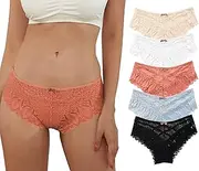 [Aivtalk] Lace Panties See Through Cheeky Underwear Seamless Hipster Briefs Low Rise Sexy Panties for Women Pack of 5