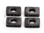 Black Micro CZ Pave On Black, Big Hole Square Spacer Beads for