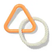Juni Rubber Triangle & Rope Tug Dog Toy Orange