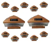 Solar Post Cap Light 12 Pcs 5x5 Solar Copper Color Square 5 LED Bulb Fence Light
