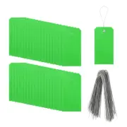 200Pcs Marking Tags with String, 6.3" x 3.1" Waterproof Hang Tags Green