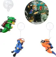 3Pcs Resin Floating Aquarium Decorations,Floating Fish Tank Decoration,Floating Diver for Fish Tank Aquarium with Ball and Line for All Kinds of Aquarium/Fish Tank beautification Decorations