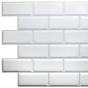 10 Pack 38 x 19 in. 3D Decorative Wallpaper White Faux Tile PVC Wall Panels