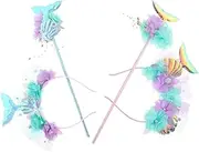 1 Set Mermaid Headband and Wand for Sparkly Mermaid Hair Accessories Distinctive Design for Birthday Parties and Events Charming Sequin Tail for Little