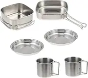 BESPORTBLE Portable Stainless Steel Outdoor Cookware Set for Camping and Hiking Lightweight Picnic Cooking Pots and Utensils for Travelling Durable and Easy to Clean