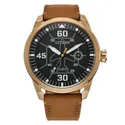 Citizen Avion Black Dial Leather Strap Mens Watch (AW1733-09E)