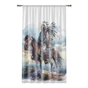 Buffalo Hunters Native American Indian Scout Window Curtain Bedroom