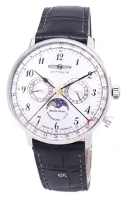 Zeppelin LZ 129 Hindenburg Moon Phase Hesalite Crystal 70361 30M Mens Watch