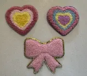 (Set of 3） Embroidered Patches *Iron On Or Sew On HEART & Bowknot