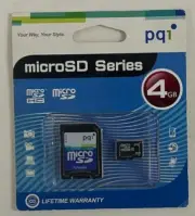 PQI 4GB Micro SD Card with Adapter - New/Sealed