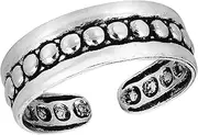 [AeraVida] Tropical Tribal Accent Row of Circles Dots .925 Sterling Silver Toe Ring or Pinky Ring