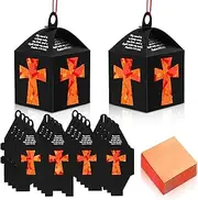 Yaomiao 16 Sets Religious Crafts Religious Cross Tissue Paper Lanterns Crafts Bulk Suncatcher Kits DIY Cross Ornaments Christian Tissue Paper Kits for Church Sunday School VBS Art Classroom Home