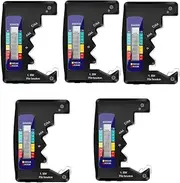 huanzhi 5Pcs Digital Battery Tester LCD Display AA/AAA/9V/1.5V Button Cell Battery Capacity Check Capacitance Diagnostic Tool,A