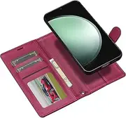 Procarcasa for Galaxy A35 5G Wallet Case,for Samsung A35 5G Flip Case,2 in 1 Magnetic Detachable Case with Card Holders Stand Feature PU Leather Phone Cover-Dark Hot Pink