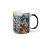 "Kaleidoscope of Kyiv" - 11oz Morphing Mug with Ukrainian Embroidery Art