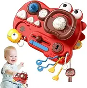 Board montessoris Toys - Soft Rubber Travel Toy | 8.07 Inches Wooden Toddler Toys | Educational Learning Toy Set | Interactive Activity Panel for toddlersy, Cartoon Exploration Game Toy