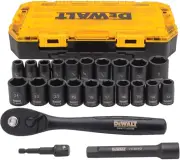 DEWALT 23pc 1/2" Impact Socket Set SAE/Metric with Ratchet & Case - NEW
