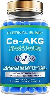 Eternal Elixir Calcium Alpha-Ketoglutarate 500 MG – High Purity Ca-AKG Supplement – 90 Capsules