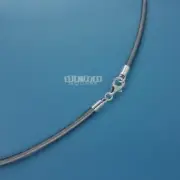 12" Sterling Silver 2mm Round Metallic Gray Genuine Leather Cord Necklace