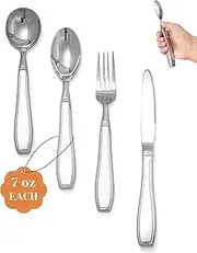 4-Piece Weighted Utensils for Tremors and Parkinsons (7 oz Each) - Weight Silverware for Hand Tremors, Weighted Utensils for Hand Tremors, Adaptive Utensils for Elderly