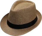 [FUDERU] Fedora Hats for Men Women Vintage Short Brim Havana Jazz Floppy Sun Hat Cap Casual Jazz Cap