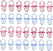 CATIEBYE 100Pcs Mini Acrylic Pacifiers Transparent Shower Decorations for Games Party Favors Durable Reusable for Boy Girl Celebrations