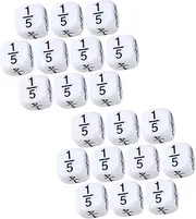 Abaodam 20pcs Mathematics Game Dice Counting Dice Classroom Math Teaching Polyhedral Fraction Numbers Multifunctional Teaching Aid Classroom Accessories White Plastic