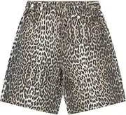 [Ponitrack] Baggy Jorts Leopard Denim Shorts Streetwear Jorts Casual Wide Leg Shorts Vintage Jeans Shorts Jorts Y2K