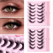 6Pair Lashes Manga Lashes 3D Clear Band Faux Mink Lashes Natural Cat Eye Lashes♡