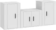 3 Piece TV Cabinet Set | White Engineered Wood TV Stand with Storage | Modern Entertainment Unit for Living Room | Space-Saving Design