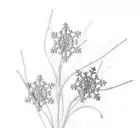 33" Glitter Snowflake Twig Spray Silver& White