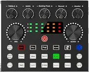 V8 Streaming Sound Card - Podcast Mixer with 7 Modes | Audio Mixer with Sound Card for Karaoke Streaming in 7 Modes for PC Recording