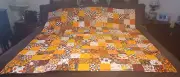 COUNTRY COTTAGE AUTUMN FALL PUMPKINS PATCHWORK THROW QUILT - BRAND NEW