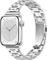 Calina Stainless Steel Band fits Apple Watch Band 46mm 45mm 44mm 42mm(Series 3 2 1) 49mm Series SE 10 9 8 7 6 5 4 3-1 Ultra, Metal Bracelet for Apple Watch Strap, iWatch Band for Woman-Silver