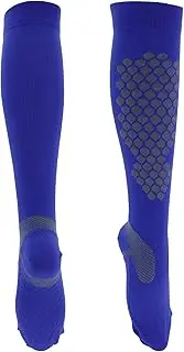 [X AUTOHAUX] Cycling Socks Anti Slip Sweat Absorb Anti Friction Outdoor Bike Socks Grey Blue Size S-M Neutral Unisex 1 Pair Grid Honeycomb