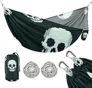 Pixel Style White Skull 330lb Capacity Camping Hammock with Tree Straps Swing Hammock for Patio Backyard Lounge Base Base para hamaca