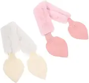 [WESIEVYA] 2pcs Kids Winter Scarf Plush Baby Scarves Adorable Cross Neck Warmer for Boys Girls Soft and Cozy Classic Dot Print Pink and Beige