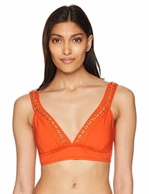 MSRP $80 Kenneth Cole Banded Triangle Bikini Top Sienna Chain Size Med