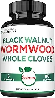 SATOOMI 5 in 1 Wormwood Capsules Supplement - 90 Capsules - 45 Day Supply Extracted from Black Walnut Whole Cloves Turmeric and Berberine HCl