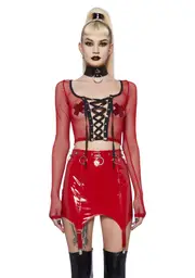[Widow] Meet And Greet Fishnet Top- Red