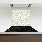 Tempered Glass Induction Ceramic Hob Cover Green contour leaves green 2x30x52