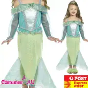 Girls Mermaid Costume Princess Ariel Fairytale Story Kids Book Week Fancy Dress