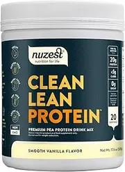 Nuzest - Pea Protein Powder - Clean Lean Protein, Premium Vegan Plant Based Protein Powder, Dairy Free, Gluten Free, GMO Free, Naturally Sweetened Protein Shake, Smooth Vanilla, 20 Servings, 1.1 lb