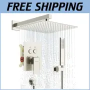 Elegant Wall-Mount 12-Inch Brushed Nickel Shower System with Handheld Feature